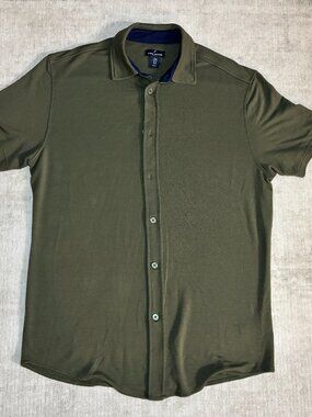 Daniel Hechter Paris Olive Green Short Sleeve Button Down Shirt
